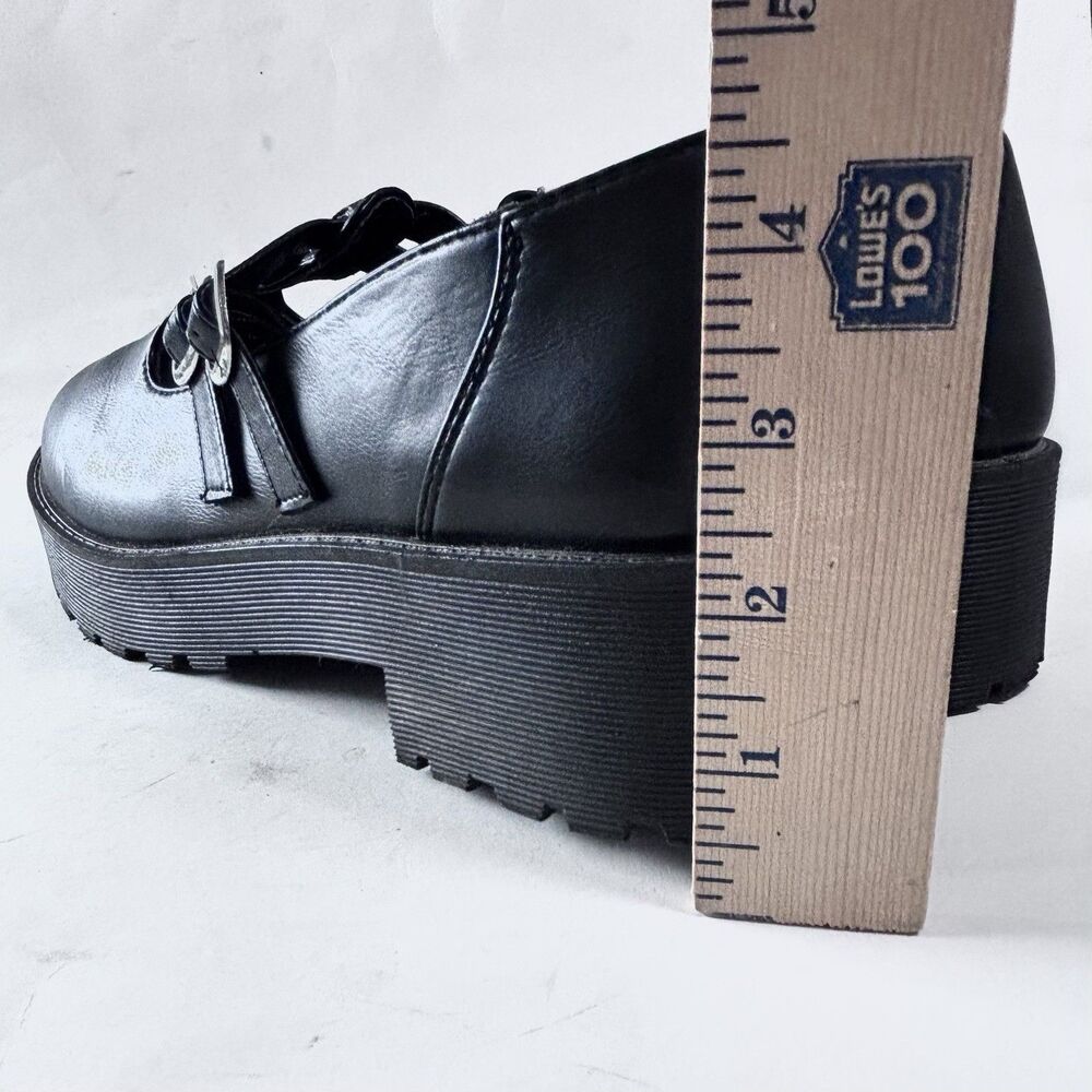 DIRTY LAUNDRY Black Platform Mary Jane Shoes Chunky Lug Sole Double Strap - Picture 7 of 10